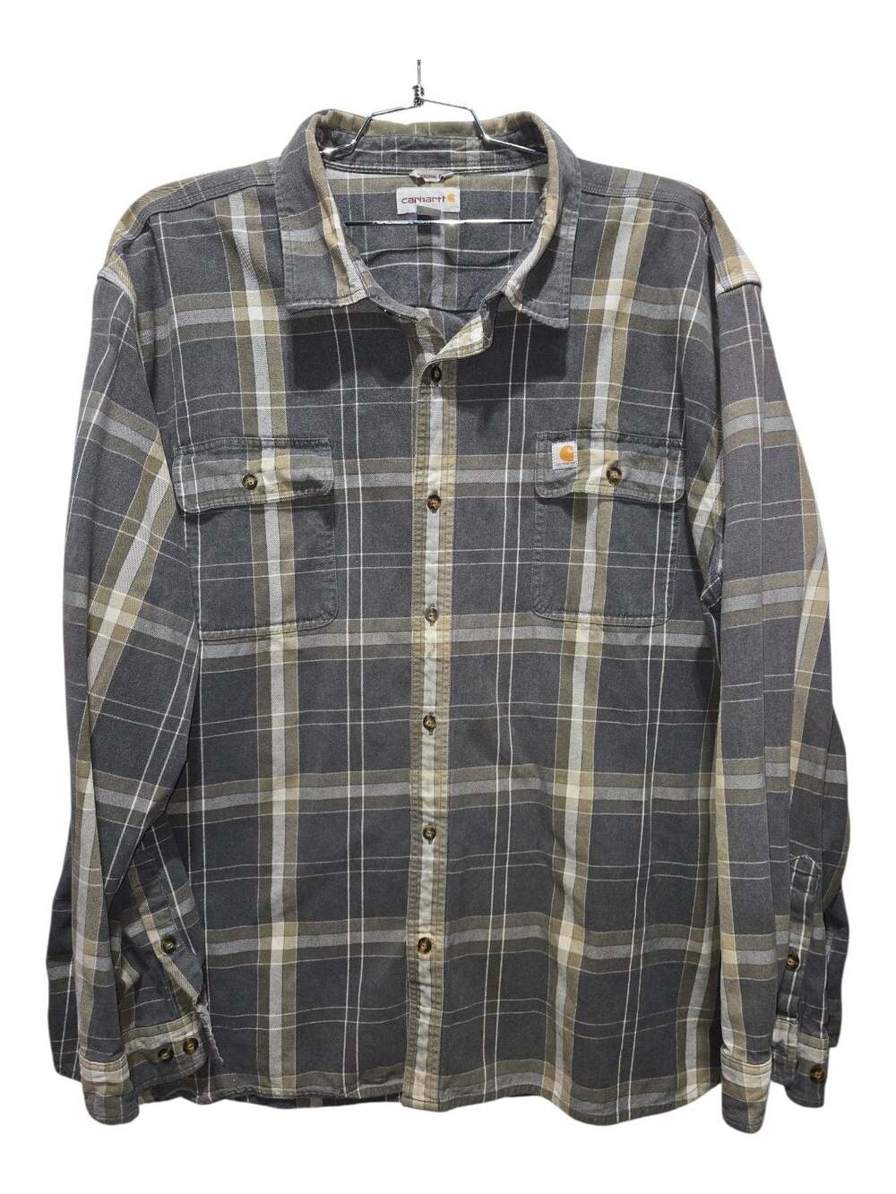 Carhartt Hubbard Plaid Flannel Shirt Mens 4XL Gray Green Original Fit 102815 013